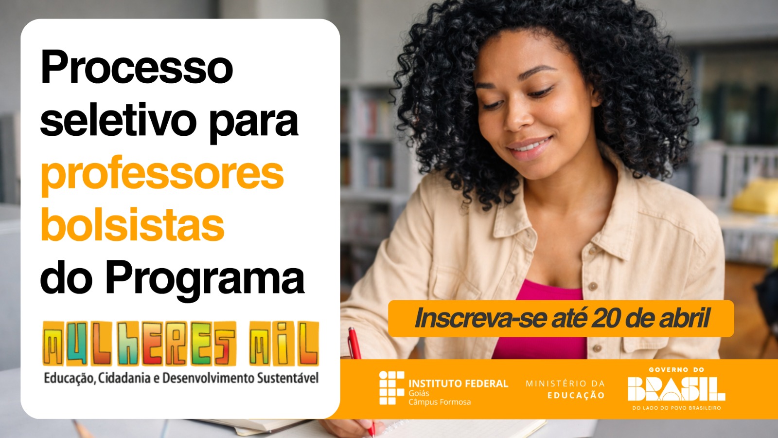 Inscrições seguem até 20 de abril e são realizadas exclusivamente online